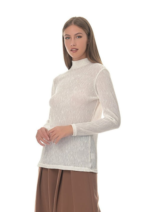 Sushi's Closet Women's Blouse Long Sleeve Turtleneck White