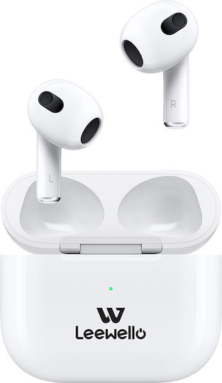 Leewello WP-423 In-ear Bluetooth Handsfree Ακουστικά με Θήκη Φόρτισης Λευκά