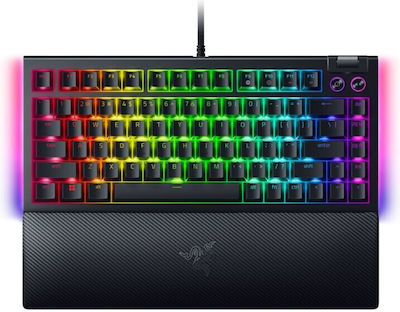 Razer BlackWidow V4 Tastatură Mecanică de Gaming 75% cu Razer Orange întrerupătoare și iluminare RGB Negru