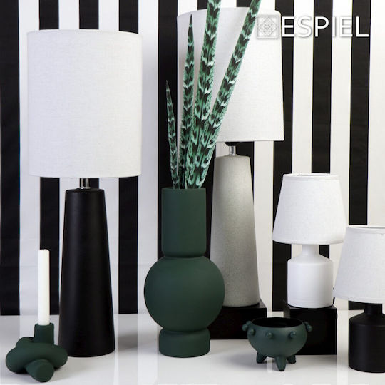 Espiel Κεραμικό Πορτατίφ για Ντουί E14 με Μαύρο Καπέλο και Βάση