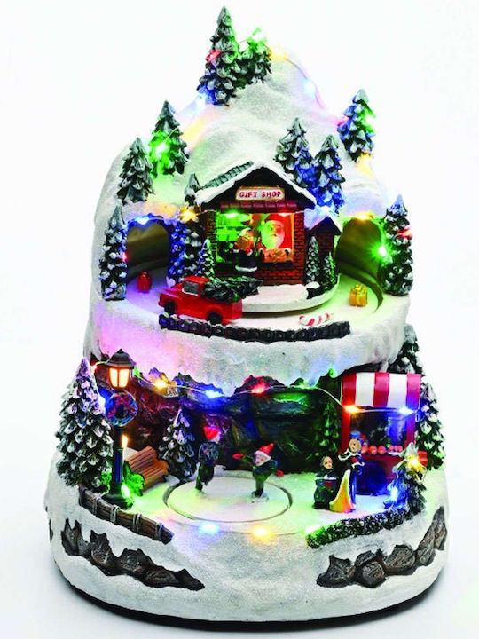 Aca Christmas Illuminated Decorative Village with Battery / Electric with Music and Movement 32x26.5x25cm.