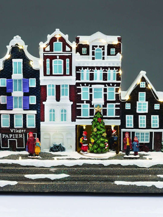 Aca Christmas Illuminated Decorative Village with Battery with Music and Movement 31.5x25.5x13cm.