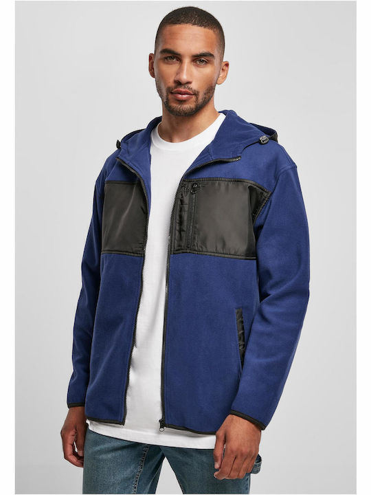 Men's Fleece Cardigan with Hood Blue