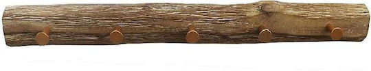 Espiel Wooden Wall Hanger 5 Hooks Brown