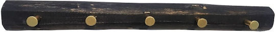Espiel Κρεμάστρα Τοίχου Ξύλινη 5 Θέσεων Μαύρη 65x7cm