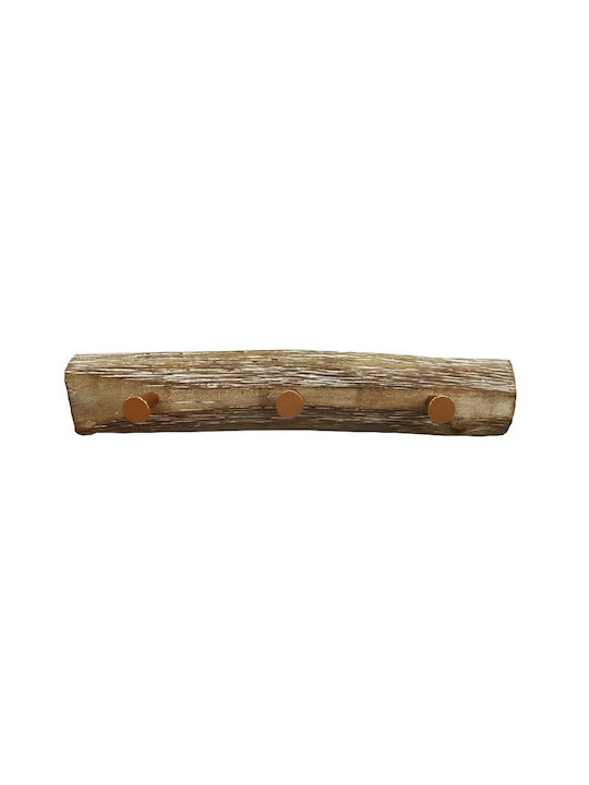 Espiel Κρεμάστρα Τοίχου Ξύλινη 3 Θέσεων Καφέ 38x7cm