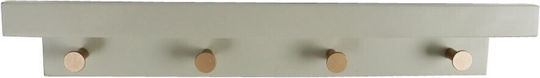Espiel Wooden Wall Hanger 4 Hooks Gray 48.5cm