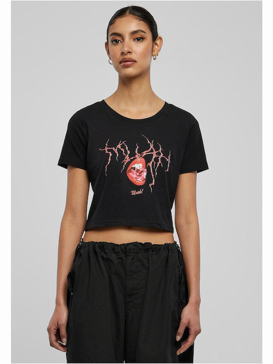 Women's Crop Top Cotton Short Sleeve Black