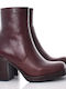 Yokono Leather Women's Ankle Boots with High Heel Brown