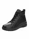 Leather Women's Ankle Boots Platform Black