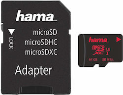 HAMA microSDXC 64GB Clasa 10 V10 UHS-I with Adapter