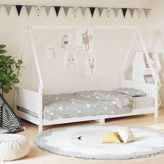 Kids Bed Single White for Mattress 90x200cm