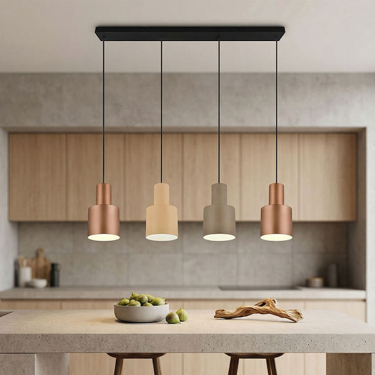 Trio Lighting Hängelampe Schwarz Schiene für 4 Lampen E27 87x12x150cm.