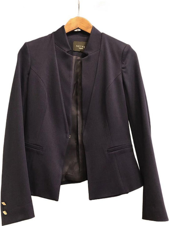 Sou Blazer pentru femei Cu talie Sacou Albastru