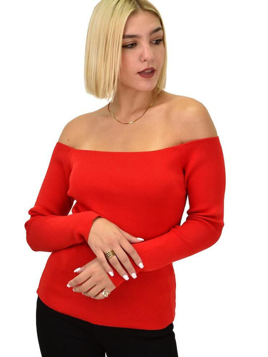 Bluze damă cu umerii goi Mânecă lungă Roșu