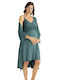 Angel's Secret Nightgown for Maternity Hospital & Breastfeeding Green