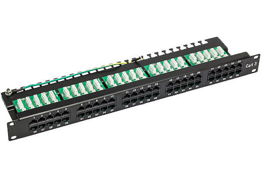 S-Link Τηλεφωνικό Patch Panel 50 Θυρών Μαύρο