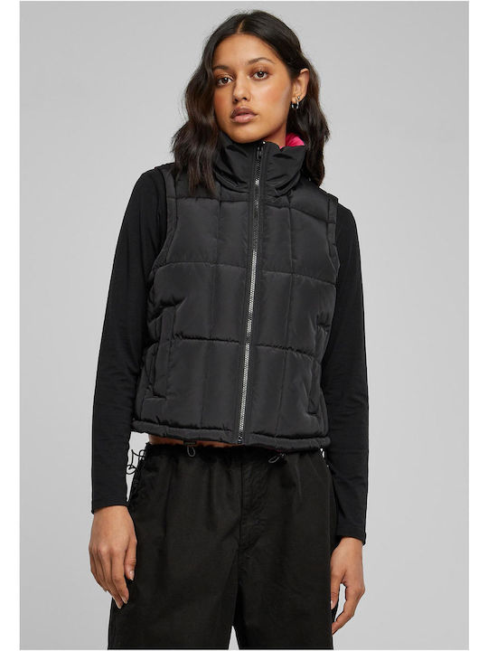 Urban Classics Women's Short Puffer Jacket Față și spate for Winter Black