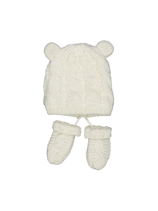 Birba Trybeyond Kids Beanie Set with Gloves Knitted White