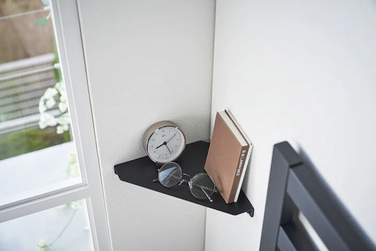 Yamazaki Corner Wall Mounted Bathroom Shelf Metallic 22x22x3.3cm Black