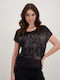 Monari Women's Blouse Short Sleeve Black