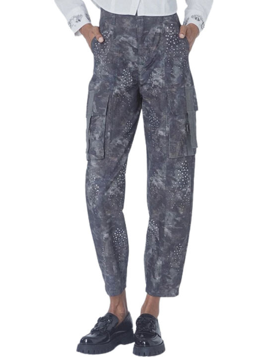 Damen Stoff Cargo Hose Gray