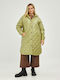 Mat Fashion Women's Long Puffer Jacket for Winter with Hood Yellow