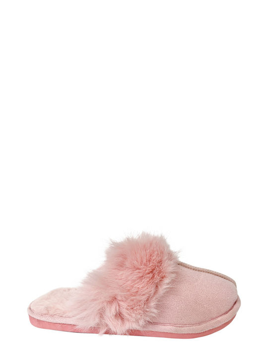 Ligglo Winter Women's Slippers with fur in Pink color