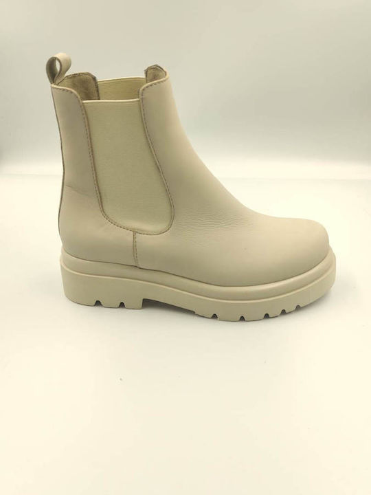 Ragazza Leder Damen Knöchelstiefel Beige