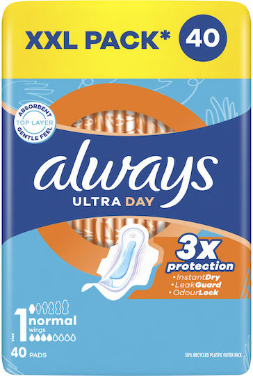 Always Ultra Day Sanitary Pads with Wings Size 1 40pcs