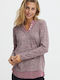 Fransa Women's Long Sleeve Sweater Checked Burgundy