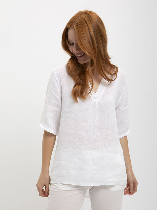 Simply Zoe Damen Bluse mit 3/4 Ärmel Weiß