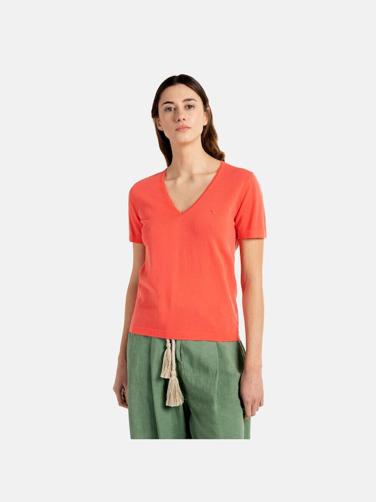 Harmont & Blaine Women's T-shirt with V Neckline Orange