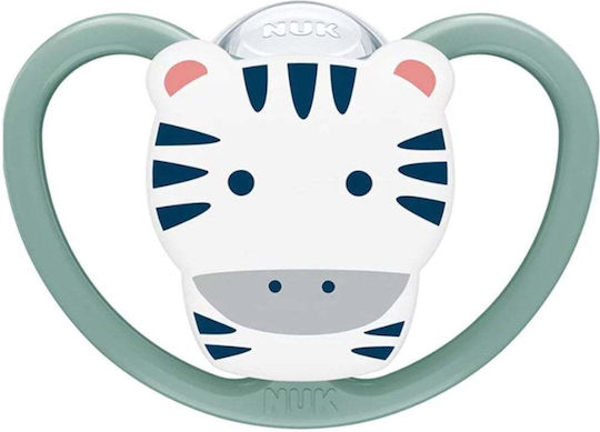 Nuk Space Orthodontic Pacifier Silicone with Case Zebra - Green for 18-36 months
