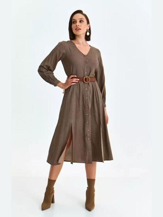 Make your image Midi Shirt Dress Dress Brown