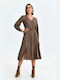 Make your image Midi Shirt Dress Dress Brown