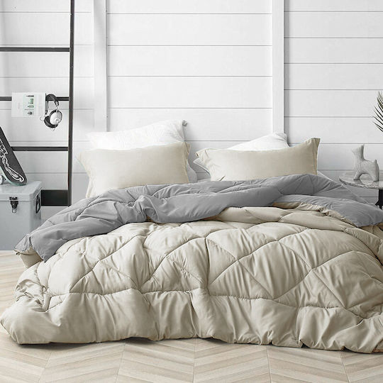 Saray Home Duvet Queen with Microfiber Filling 220x240cm Beige - Grey 180 GSMGsm