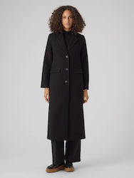 Vero Moda Women's Long Coat with Buttons Black