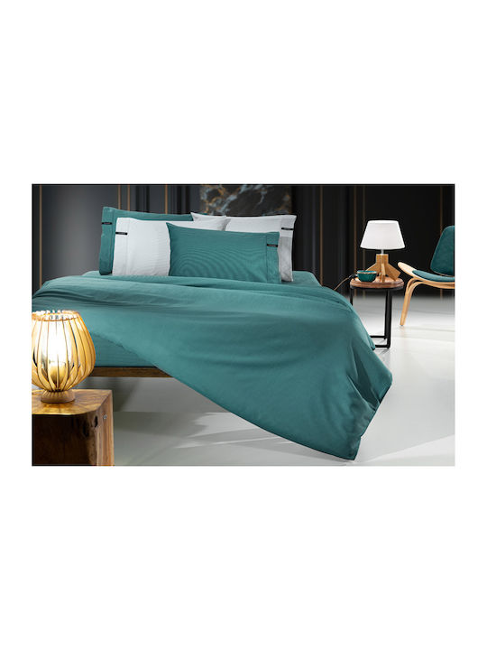 Guy Laroche Sheet King Size with Elastic 180x200+35cm. Minimal Petrol