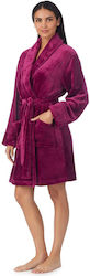 DKNY Women's Winter Velvet Pajama Robe Purple