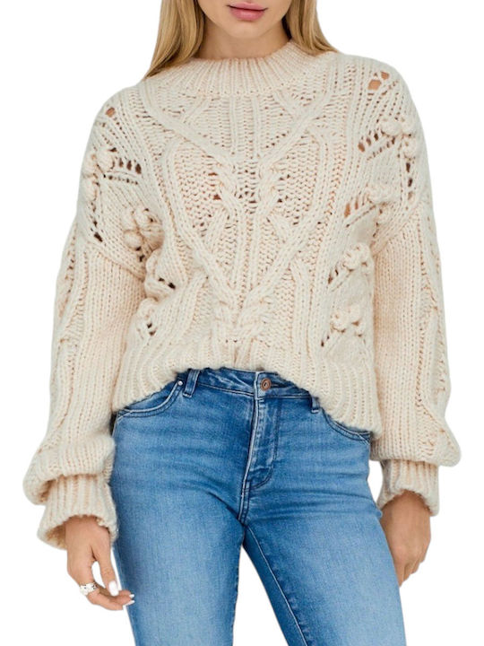 Only Damen Langarm Pullover Beige