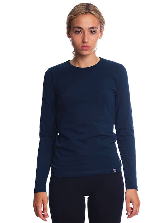 Paco & Co Damen Bluse Baumwolle Langärmelig Blau