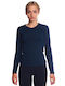 Paco & Co Women's Blouse Cotton Long Sleeve with V Neckline Blue