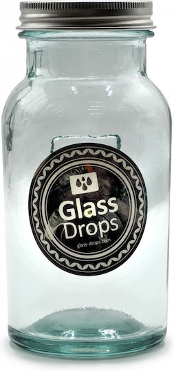 Glass Drops Βάζο Γενικής Χρήσης με Καπάκι Γυάλινο Διάφανο 250ml Glass Drops Βάζο Γενικής Χρήσης με Καπάκι Γυάλινο Διάφανο 250ml