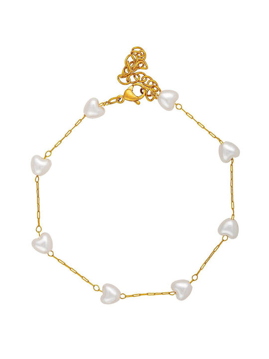 Excite-Fashion Bracelet Chain with design Heart made of Steel Gold Plated with Pearls