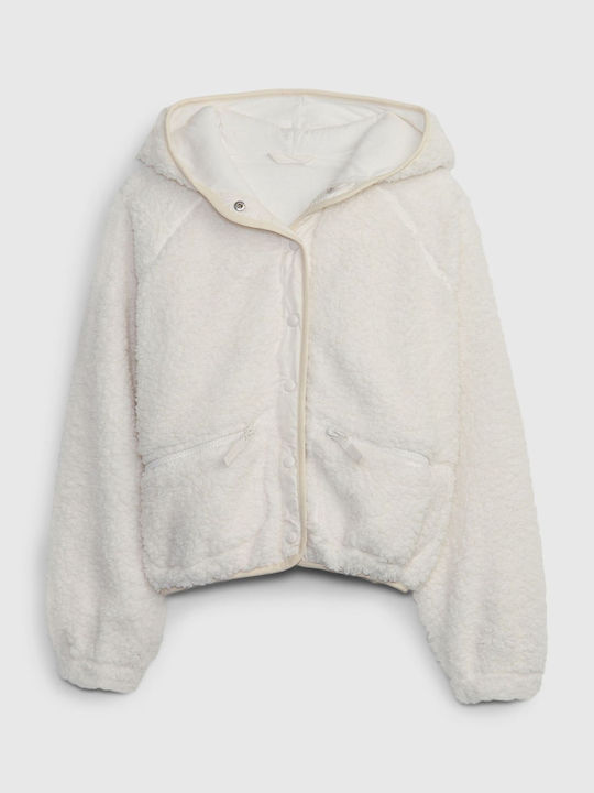 GAP Cardigan pentru copii din material frotirat cu glugă White