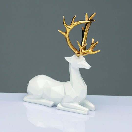 Aca Christmas Plastic Figure Deer White Length 8cm