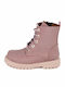 Lederne Kinderstiefel mit Schnürsenkeln Rosa