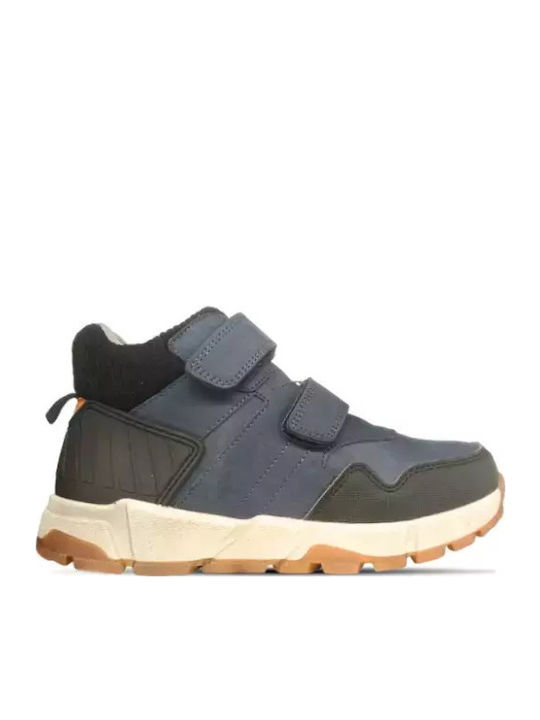Leather Kids Boots with Velcro Blue