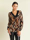 Forel 077 10 01 Women's Blouse Long Sleeve with V Neckline Multicolour